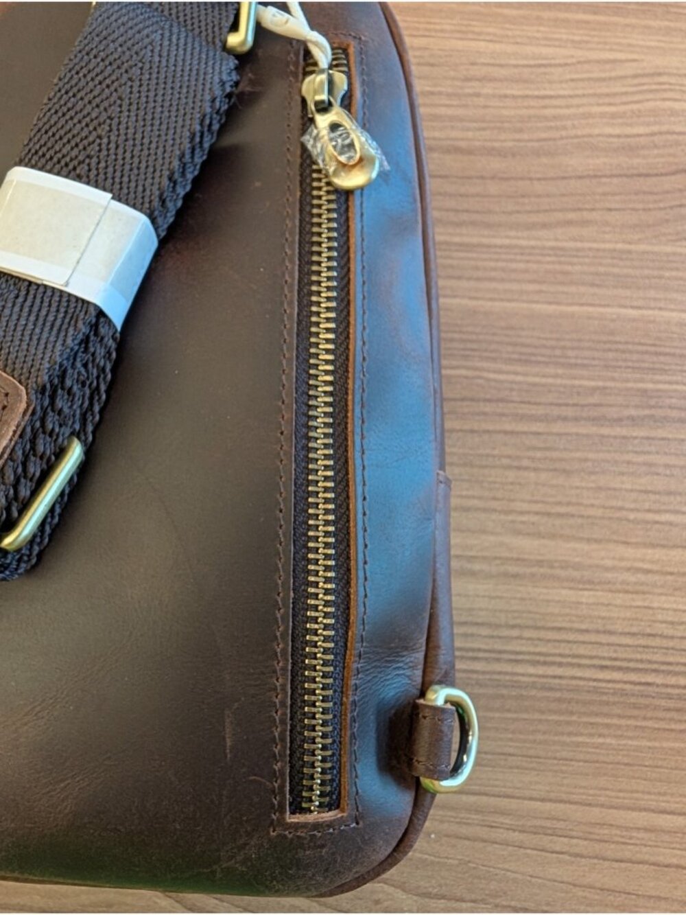 S-Zone Bag Purse Crossbody Brown Sling Bag Teardrop Minimalist NWOT Faux Leather - Picture 8 of 9